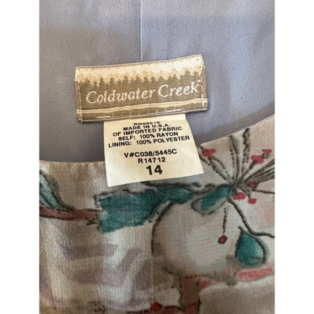 VINTAGE Coldwater Creek Dress Floral Blue Woman Size 14 Cottagecore GrandmaCore - Picture 4 of 14